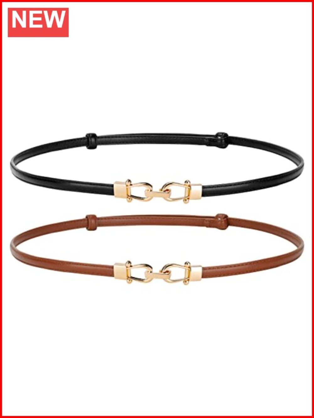 Faux Leather Skinny Belts for Women Plus Size Thin Waist Belt Adjustable